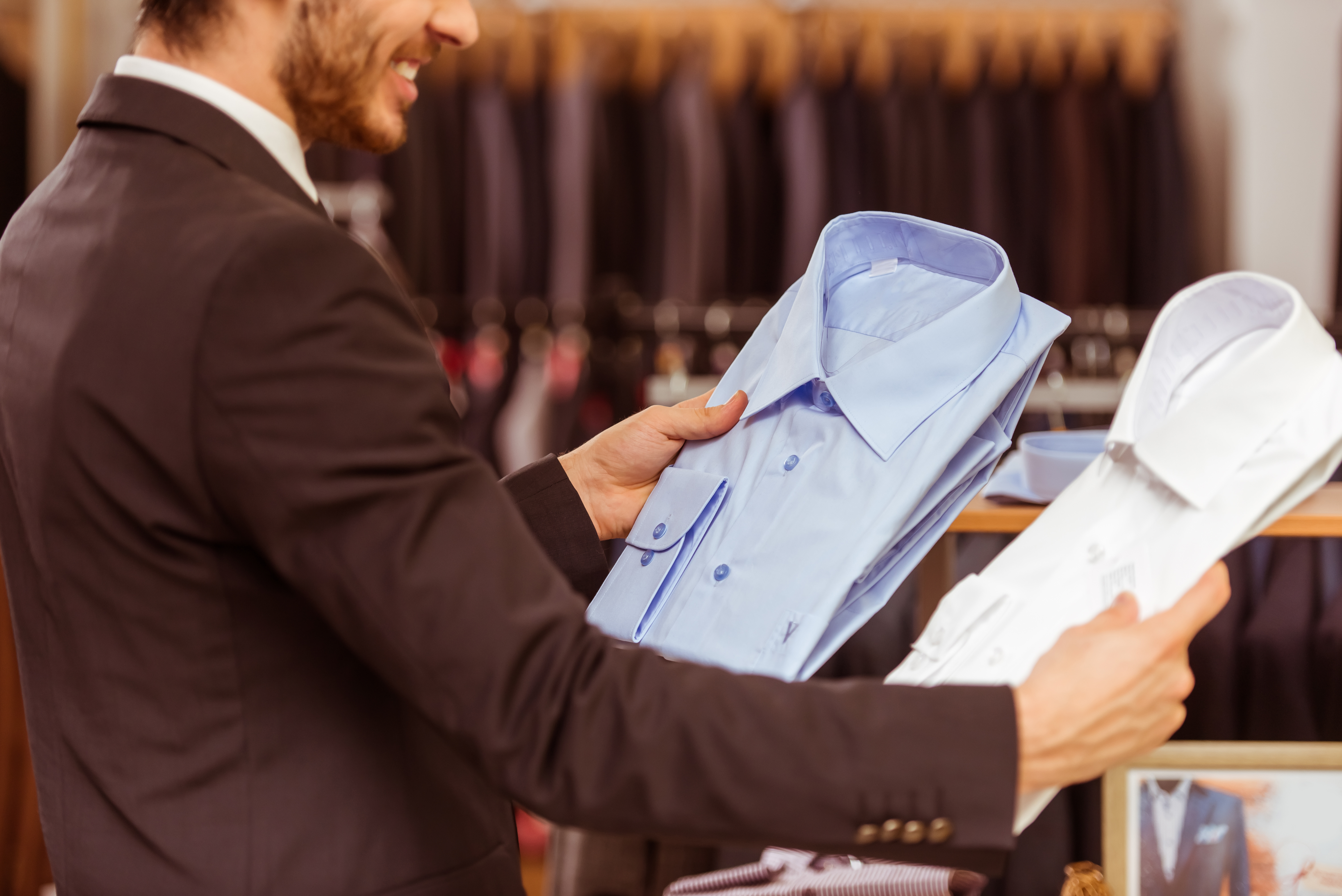 Selecting made-to-measure shirts in the studio